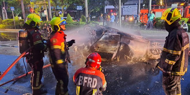 Nigerian man burnt to death in Bangkok car crash