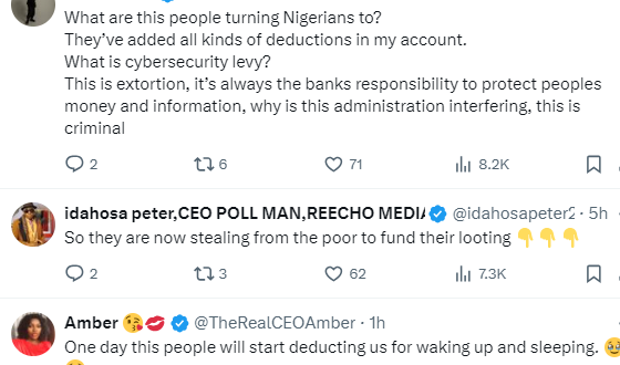 Nigerians react to new CBN directive to banks to deduct 0.5% Cybersecurity levy on some transactions