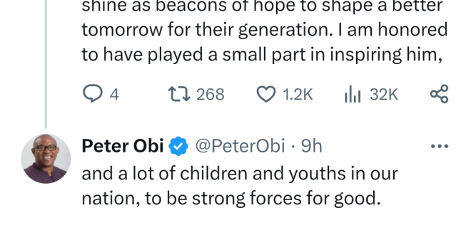 Peter Obi honors 11-Year-Old boy who invited him to his Primary School graduation
