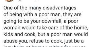 Reject poor men. They are going to be your downfall - Nigerian lady advises women