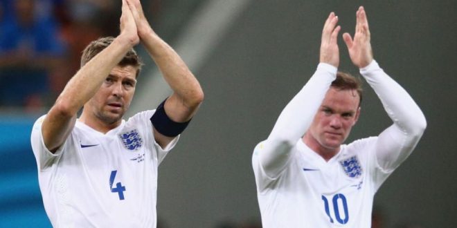 Wayne Rooney and Steven Gerrard applaud England fans