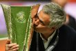 Jose Mourinho kissing the Europa League trophy
