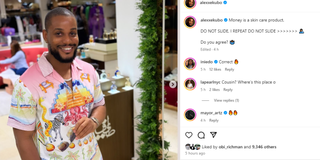 'Money is a skincare product' - Actor Alex Ekubo writes as he shares new photos