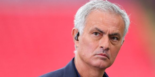 Former Chelsea manager Jose Mourinho at Wembley working on TNT for the Champions League final between Real Madrid and Borussia Dortmund in June 2024.
