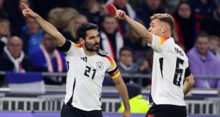 Germany pair Ilkay Gundogan and Joshua Kimmich during a friendly against France in March 2024.