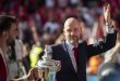 Erik ten Hag celebrates with the FA Cup trophy after Manchester United