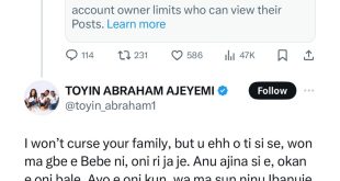 I am not a politician and I am not in government - Toyin Abraham Ajeyemi clapsback at Nigerians bashing her for supporting President Tinubu?s govt