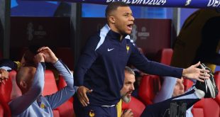 Kylian Mbappe on the sidelines for the Netherlands v France at Euro 2024 (Getty Images)