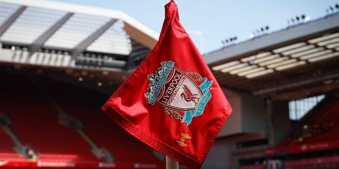 General view of Anfield from the corner flag ahead of Liverpool versus Wolves in the Premier League in April 2024.