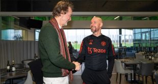 Manchester United partial owner Sir Jim Ratcliffe meets manager Erik ten Hag in January 2024.
