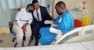 Photos of Police officer who lost both hands after teargas canister detonated on him during protests