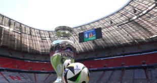 Where is Germany vs Scotland being played at Euro 2024? The UEFA EURO 2024 Winners Trophy is pictured with the official adidas matchball Fußballliebe in the Allianz Arena during the UEFA Euro 2024 Trophy Tour on May 13, 2024 in Munich, Germany. (Photo by Alexander Hassenstein - UEFA/UEFA via Getty Images)