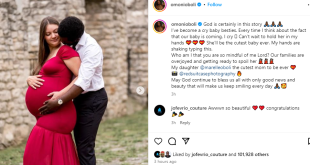 Actress Omoni Oboli soon to be a grandma as her son, Tobe, and his wife, Marelle, are expecting their first child
