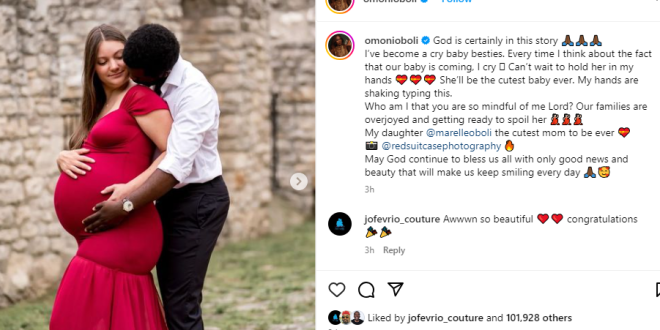 Actress Omoni Oboli soon to be a grandma as her son, Tobe, and his wife, Marelle, are expecting their first child