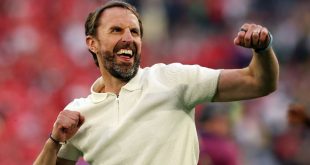 Gareth Southgate celebrates after England