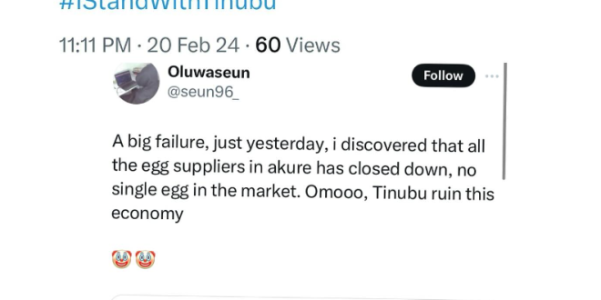 Former supporter of President Bola Tinubu calls him out over egg