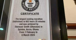 Ghanaian Chef busted for forging Guinness World Records certificate in marathon cooking after his arrest for alleged fraud