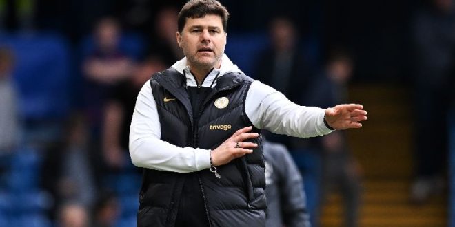 Mauricio Pochettino watches Chelsea in action against West Ham in May 2024