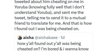 Igbo woman reveals how she found out her Yoruba boyfriend was cheating on her