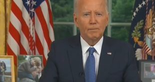 Joe Biden speaks to the nation from the Oval Office.