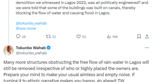 Lagos State Commissioner vows to remove more structures blocking rainwater flow
