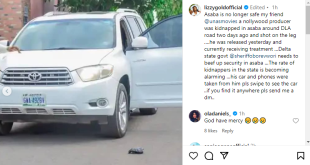 Movie producer kidnapped in Asaba and released after sustaining gunshot wound