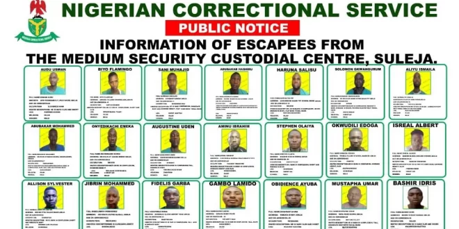 NCoS releases more pictures of Suleja prison escapees