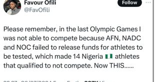 Nigerian sprinter, Favour Ofili blames AFN, NOC for exclusion from 100m event at Paris Olympics