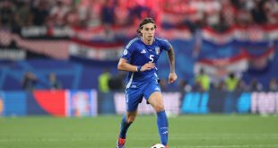 Riccardo Calafiori of Italy during the UEFA EURO 2024 group stage match between Croatia and Italy at Football Stadium Leipzig on June 24, 2024 in Leipzig, Germany. Arsenal