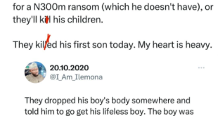 Sad! Kidnappers kill 14-year-old boy after his father failed to provide N300m ransom they demanded for