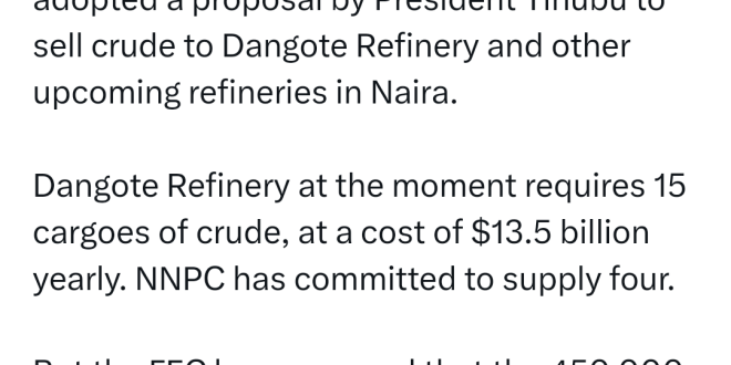 Tinubu approves selling Crude Oil To Dangote and other local refineries in Naira