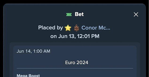 UFC star, Conor McGregor wins over ?1million after betting on Spain to�win�Euro�2024 on his 36th birthday