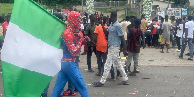 ''Spiderman' storms protest ground in Abuja