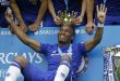 Didier Drogba celebrates one of his four Premier League titles with Chelsea