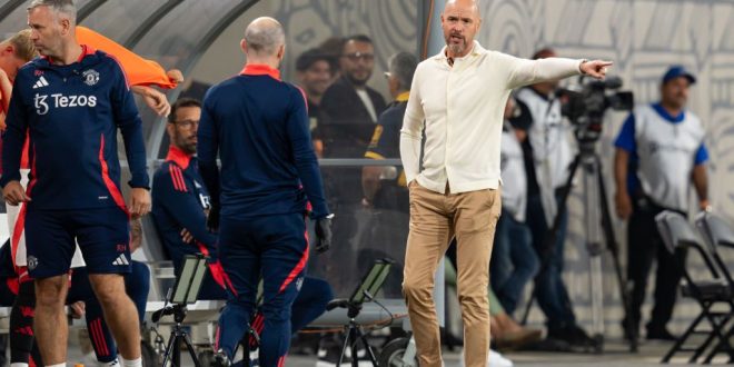 SAN DIEGO, CALIFORNIA - JULY 31: Manchester United head coach Erik Ten Hag during the second half of their friendly against Real Betis at Snapdragon Stadium on July 31, 2024 in San Diego, California. (Photo by Ben Nichols/ISI Photos/Getty Images)