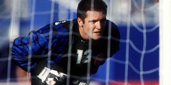 Santiago Cañizares in action for Spain at the 1994 World Cup.