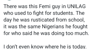 Nigerians are not worth fighting for - Man recalls how a guy who fought for students in UNILAG was treated after being rusticated