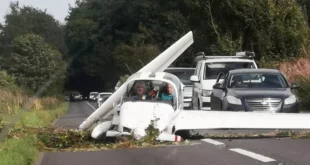 Pilot and passenger survive after plane crashed on busy road in England