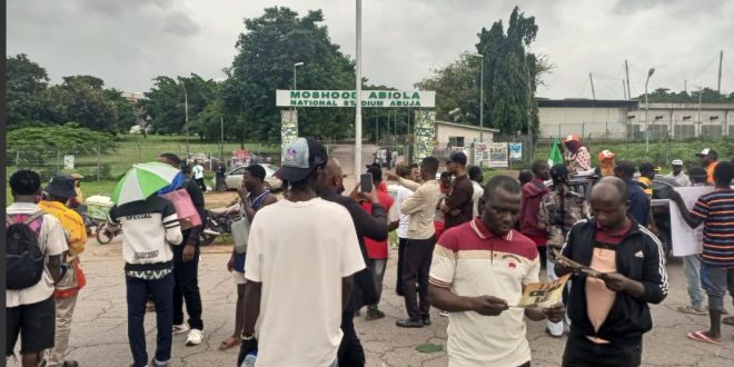 Police fire teargas at protesters at Abuja stadium