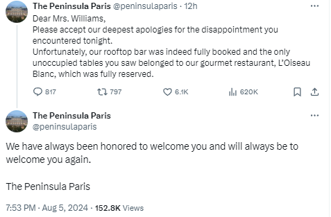 Restaurant responds after coming under attack for denying Serena Williams and her daughters entry