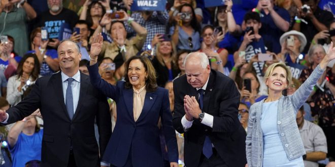 ‘Fight for our future’: Kamala Harris and Tim Walz hold first rally