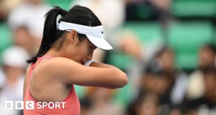 Emma Raducanu reacts during the Korea Open