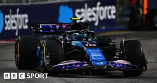 Alpine's Pierre Gasly racing in Singapore