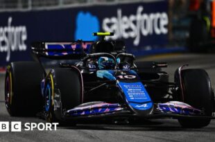 Alpine's Pierre Gasly racing in Singapore