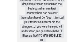 If you see the nonsense going on here, you will drop lawsuit - VDM writes Falz