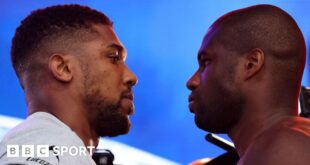 Anthony Joshua faces off with Daniel Dubois