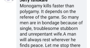 Monogamy k!lls men faster that polygamy - Nigerian man counters lawyer who said marrying more than one wife causes hypertension and sudden d@ath