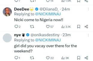 Nicki Minaj shocks Nigerians as she tweets in pidgin English