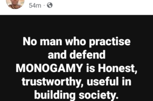 No man who practice and defend monogamy is honest, trustworthy and useful in building society - Nigerian pharmacist says