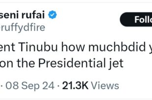 President Tinubu how much did you spend on the presidential Jet? - Rufai Oseni asks as he counters Nigerians who claim Tinubu developed Lagos state